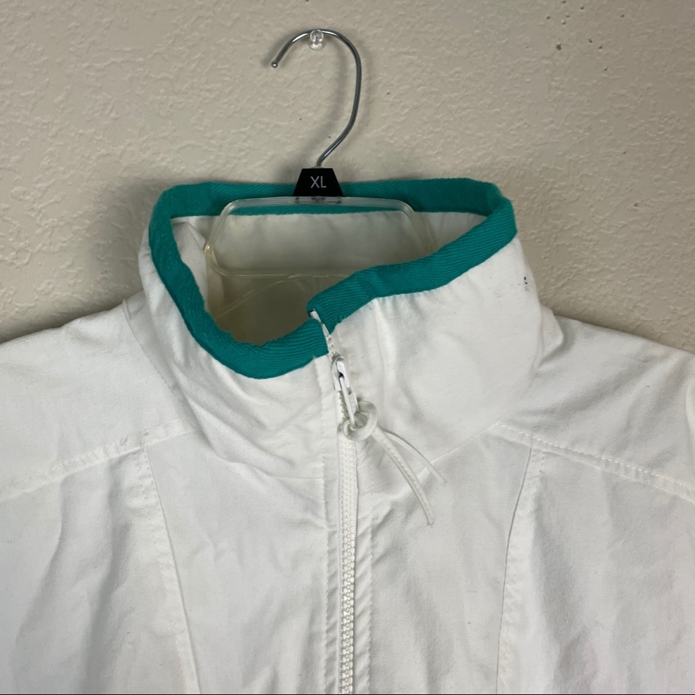 White & Teal Men's Windbreaker Pullover Jacket - Picture 5 of 11